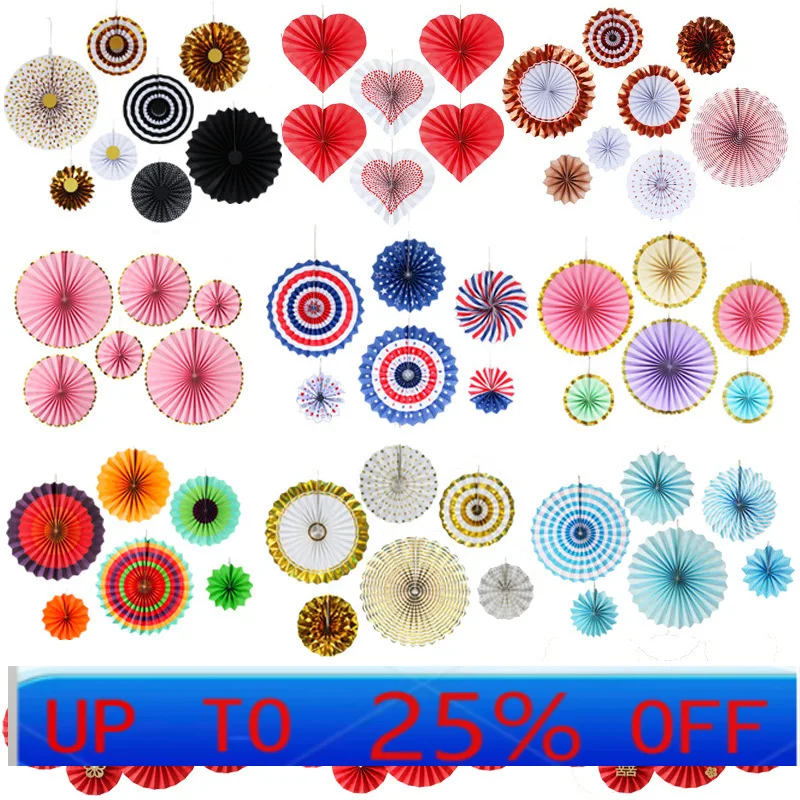 

LMM single-layer round handmade paper flower fan set, wedding party birthday decoration paper fan flower