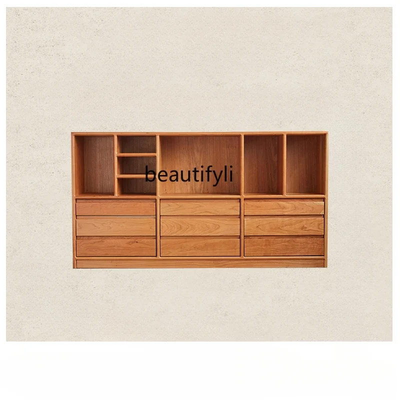 

Simple Solid Wood Bookcase Storage Combo Display Cabinet Cherrywood Bookshelf Nordic Floor Side Cabinet