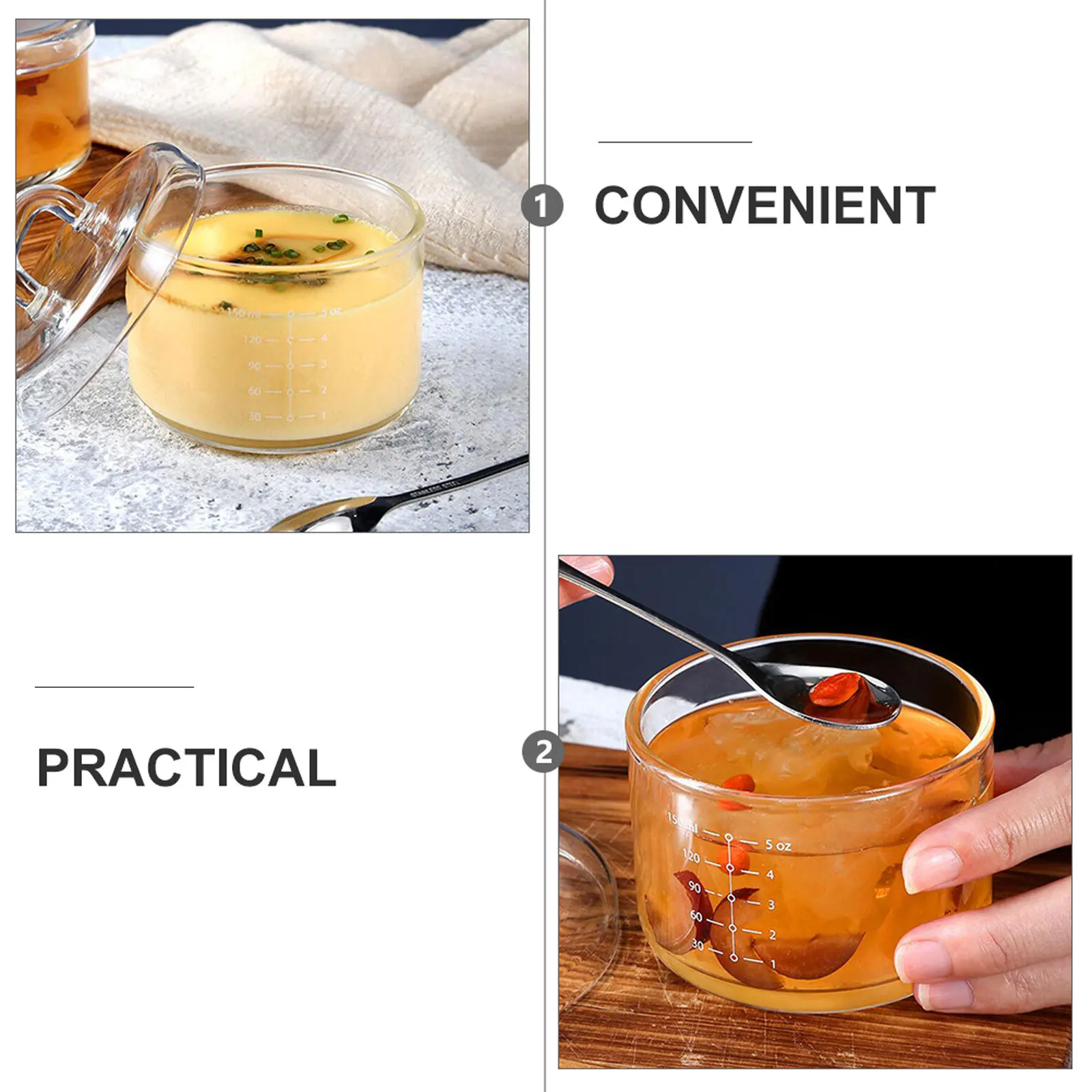 

1Pcs Glass Steaming Egg Bowl with Lid Dishwasher Safe for Family Restaurant Use Yogurt Pudding Dessert Complementary Food
