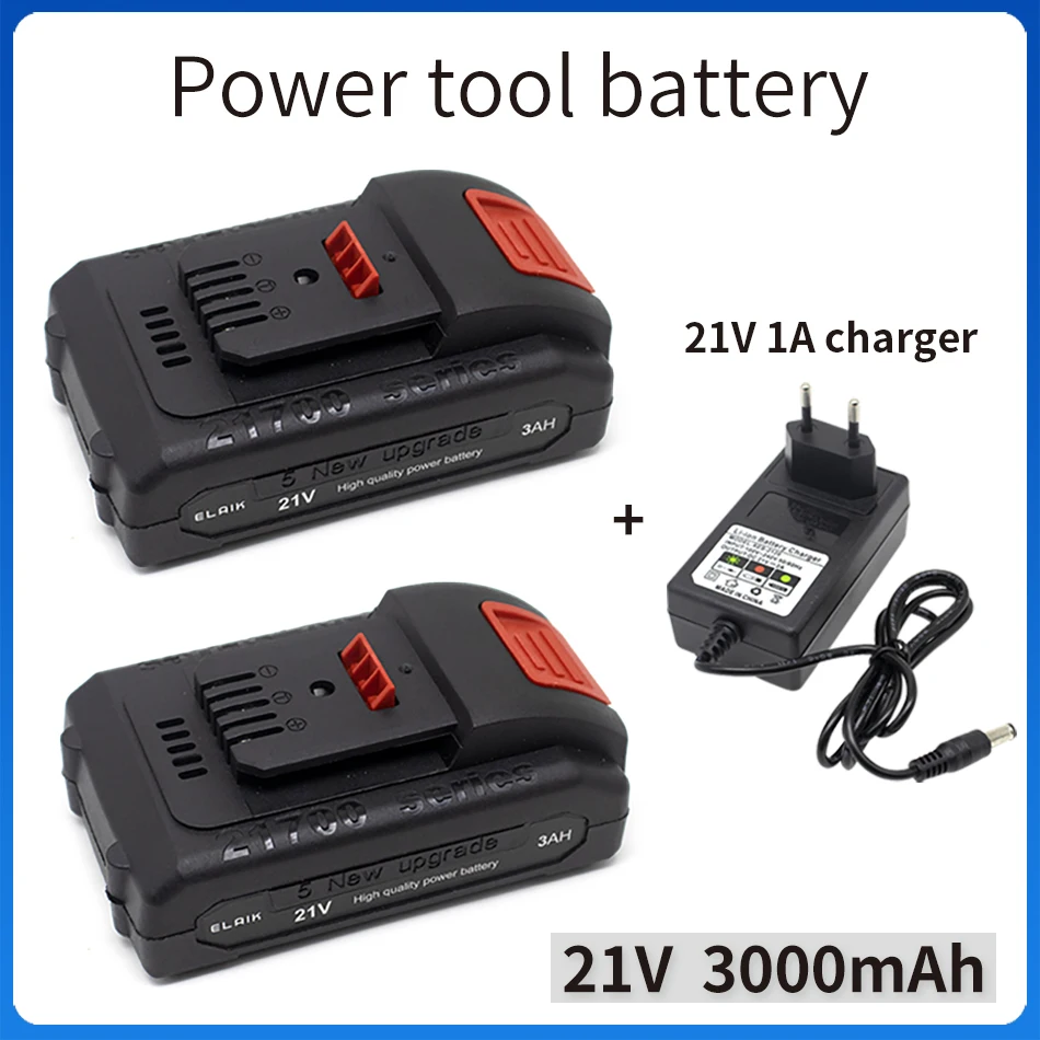 ELAIK 21V 21700 Rechargeable Battery 3000mAh Lithium Ion Battery For Dayi Electric Power Tool Battery EU Plug