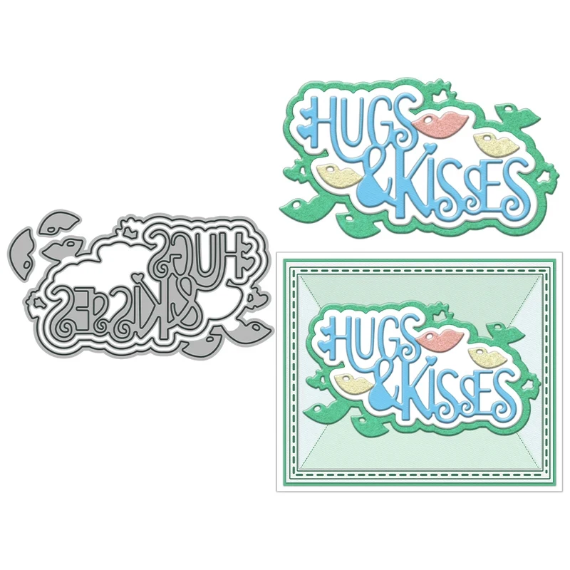 

Hugs & Kisses Cutting Dies Love Valentine's DIY Scrapbooking Supplies Metal Dies Knife Mold For Cards Albums Decor
