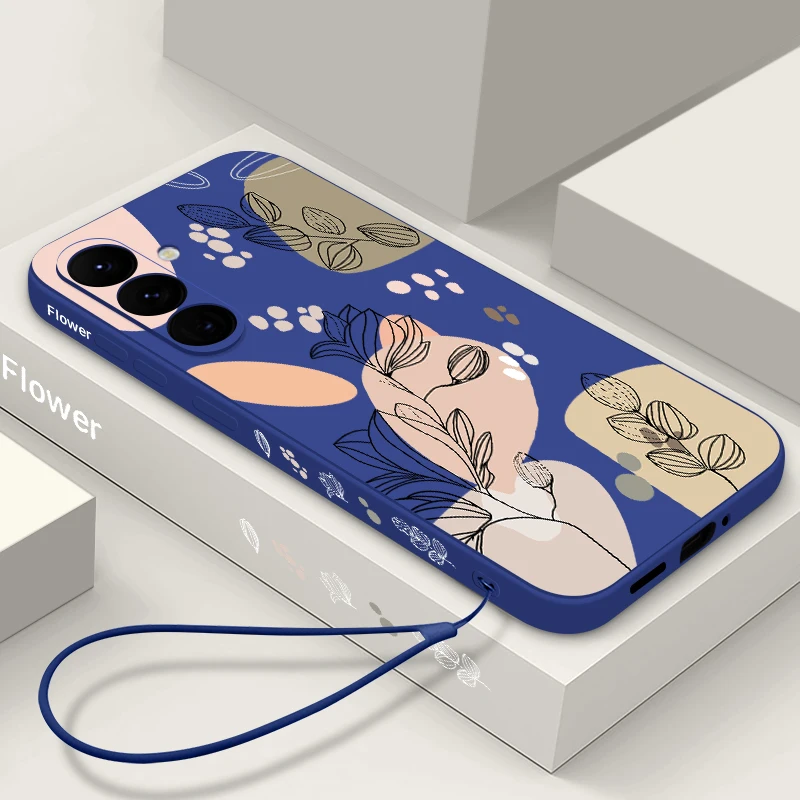 Creative Flower Lanyard Case For Samsung Galaxy S24 S25 S23 S22 Ultra S21 S20 FE A56 A52 A53 A54 A15 A35 A55 5G Soft Cover Coque