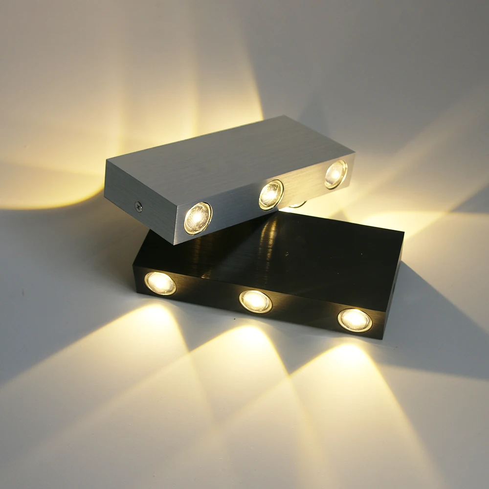 Aluminum Small Square Wall Lamp, Indoor Lighting, Up and Down Light Fixture, Modern, Bedroom, Living Room, 4W, 6W