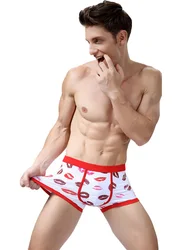 Men Boxer Shorts Cotton Underpants Comfortable Plus Size Underwear Fashion Funny Sexy Kiss Lips Boxers Sports