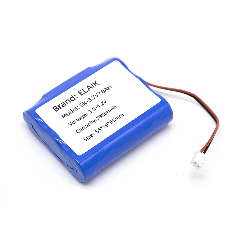 3.7V 7800mAh 18650 Li-ion battery with built-in battery protection board with PCB protection XH 2.54 JST SM 2P Plug