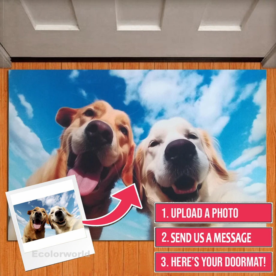 Personalized Dog Cat Photo Mat Custom Printed Pets Doormat Gift For Pet Lovers Birthday Present Anti-slip Home Decor
