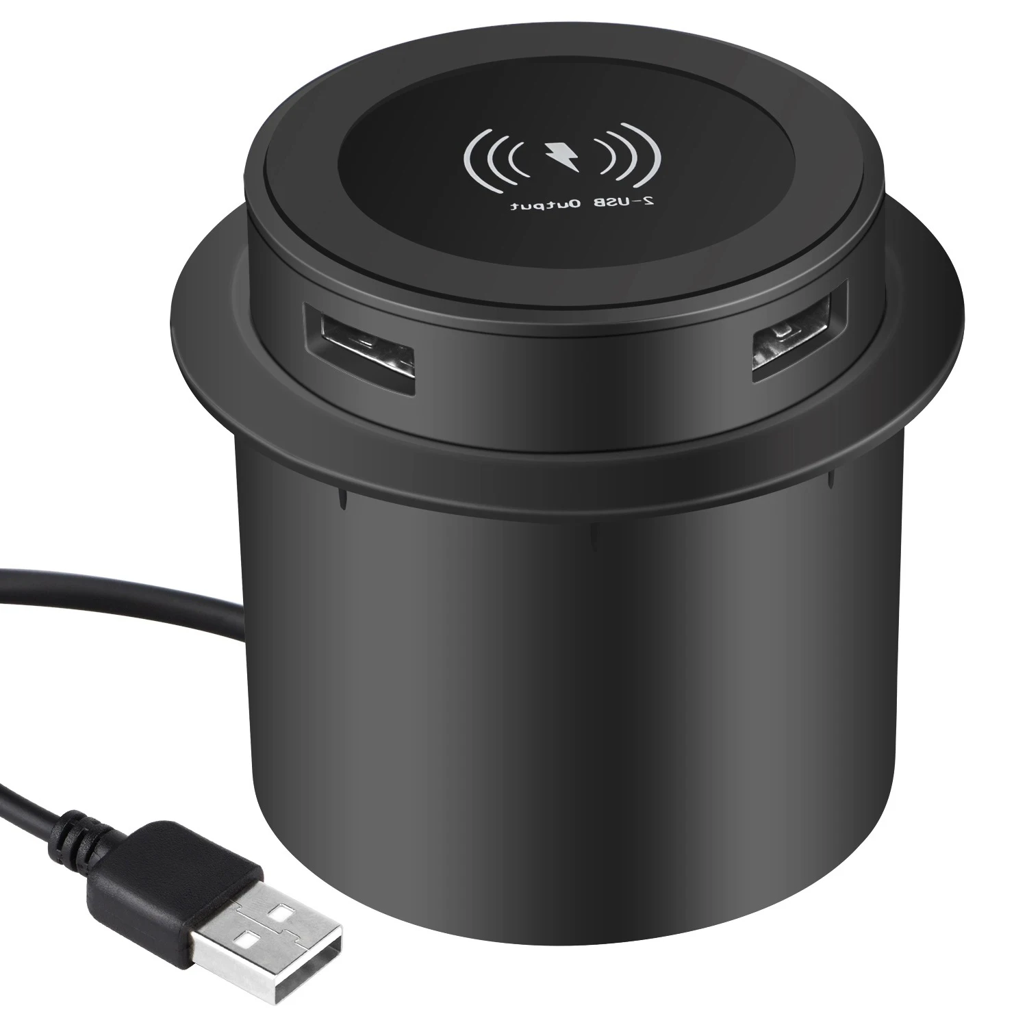 

1pc 30W Pop-up Desktop Embedded Fast Wireless Charger QI Fast Wireless Charger W/ USB Port For Iphone Xiaomi Smartphone
