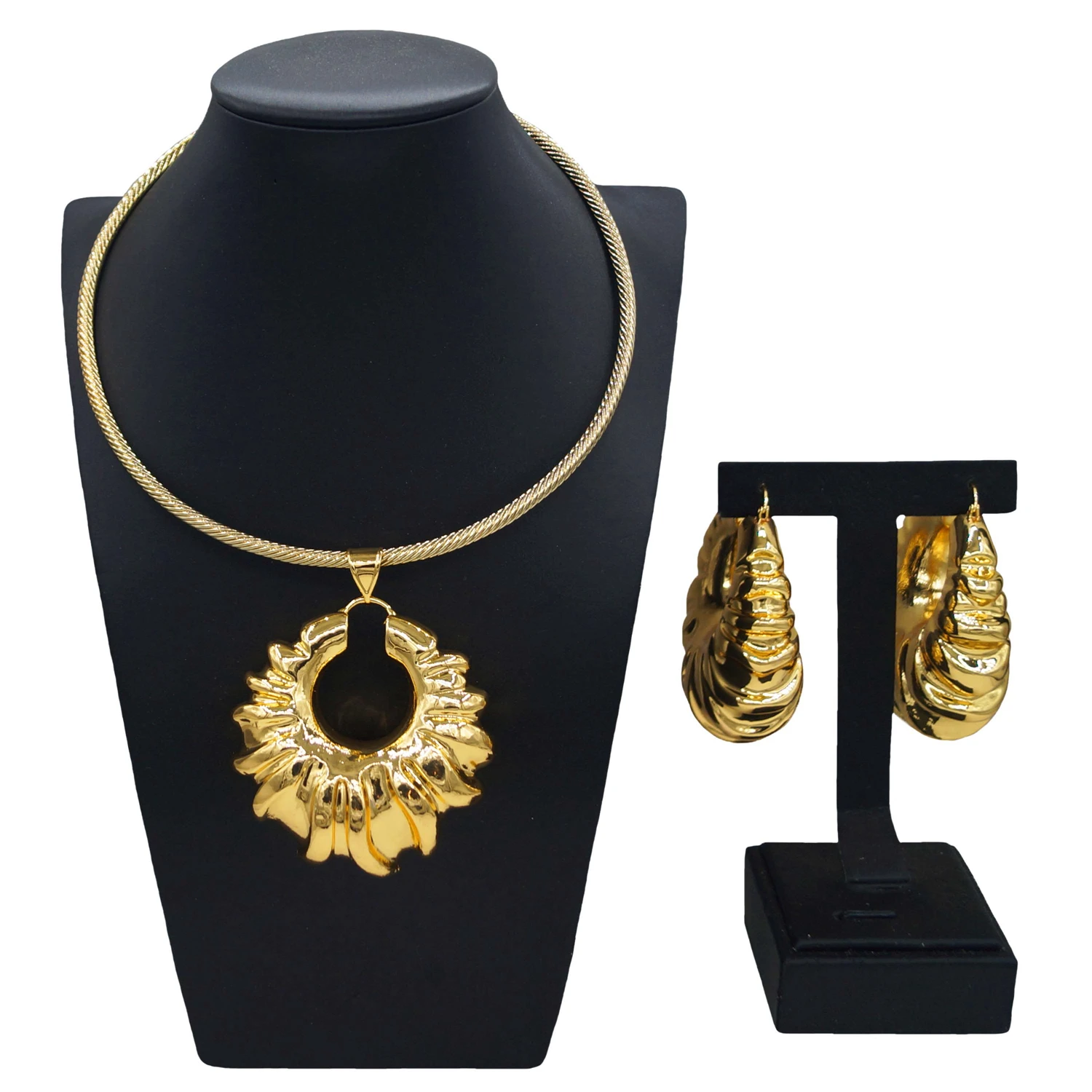 

Yulaili new fashion necklace earrings two-piece set exquisite charm simple style senior Nigerian holiday casual ladies jewelry