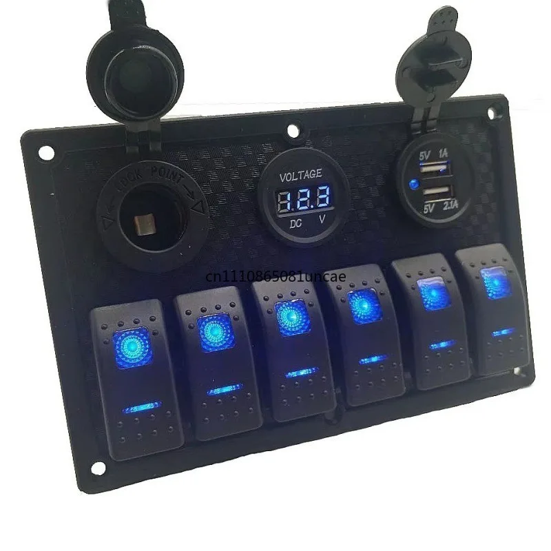 For 6+3 Rocker Switch Control Panel With USB Charger Voltmeter For RV Yacht Boat Modification