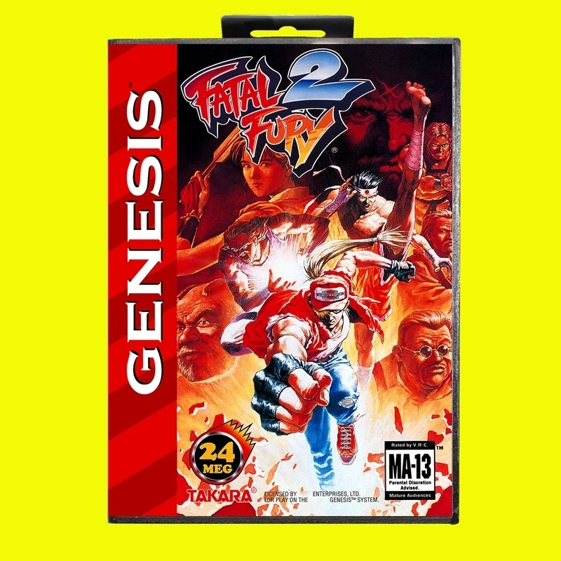 Fatal Fury 2 MD Game Card 16 Bit with US Box for Sega Megadrive Genesis Video Game Console Cartridge