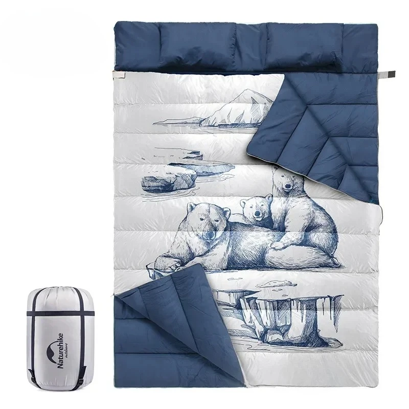 Double-Person Sleeping Bag with Pillow Pattern, Breathable, Anti-Spillage, Moisture-Proof