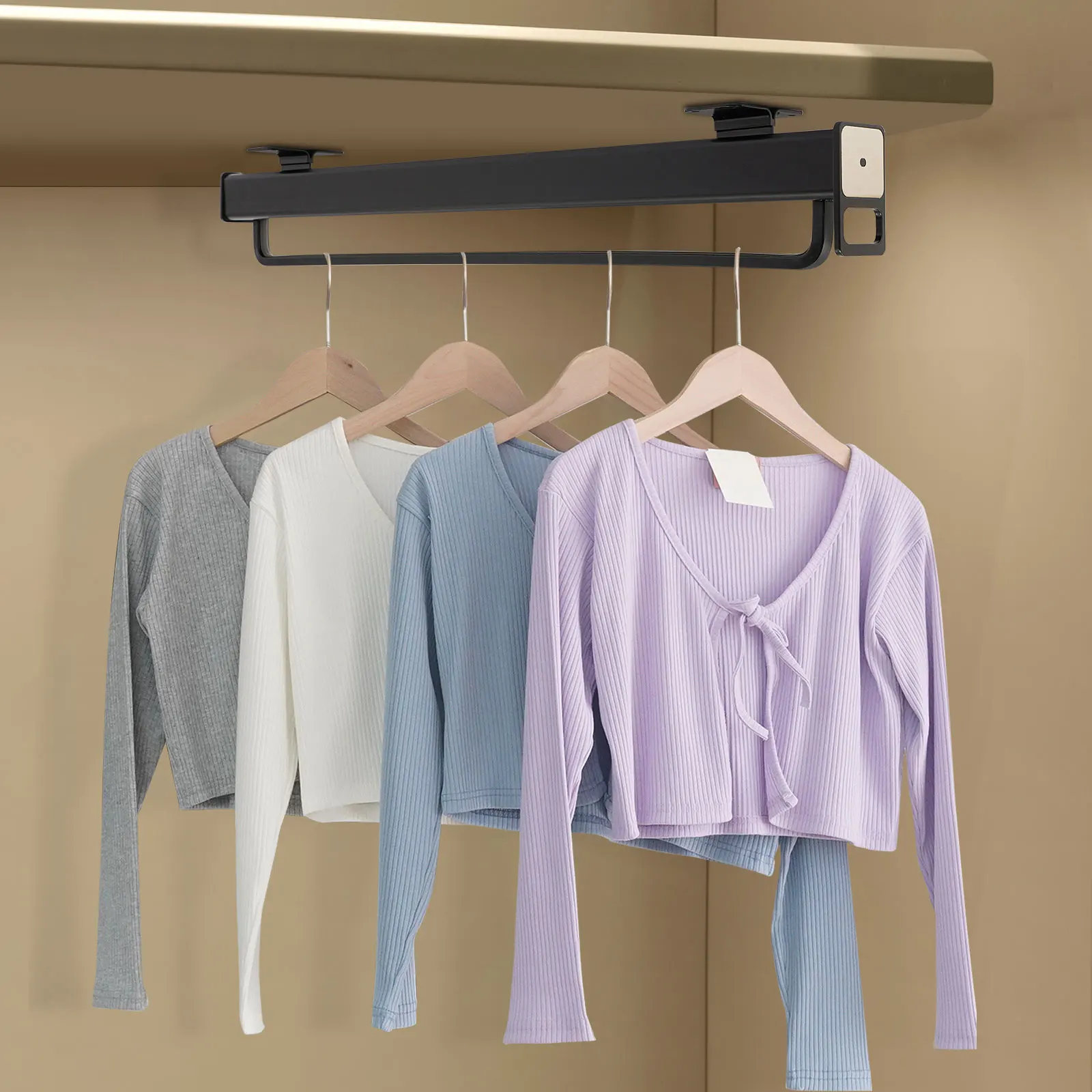 

Pull-Out Wardrobe Clothing Rail/Closet Rod Black Strong Load-Bearing for Closets Storage Cabinets Kitchens Bathrooms