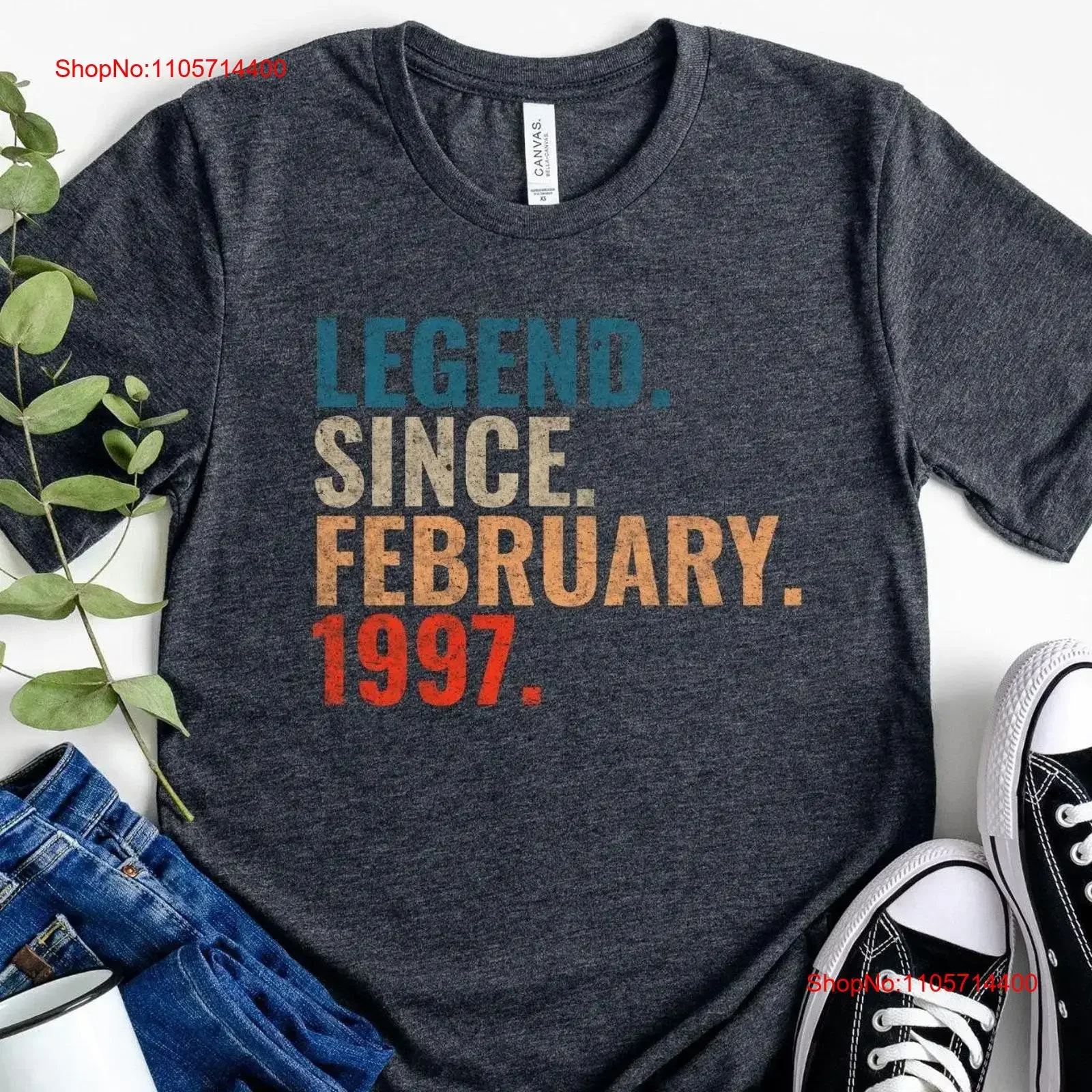 Legend Since February 1997 T Shirt Birthday gift Retro 28th vintage Washed graphic fashion homme Soft Unisex Stretched Slightly