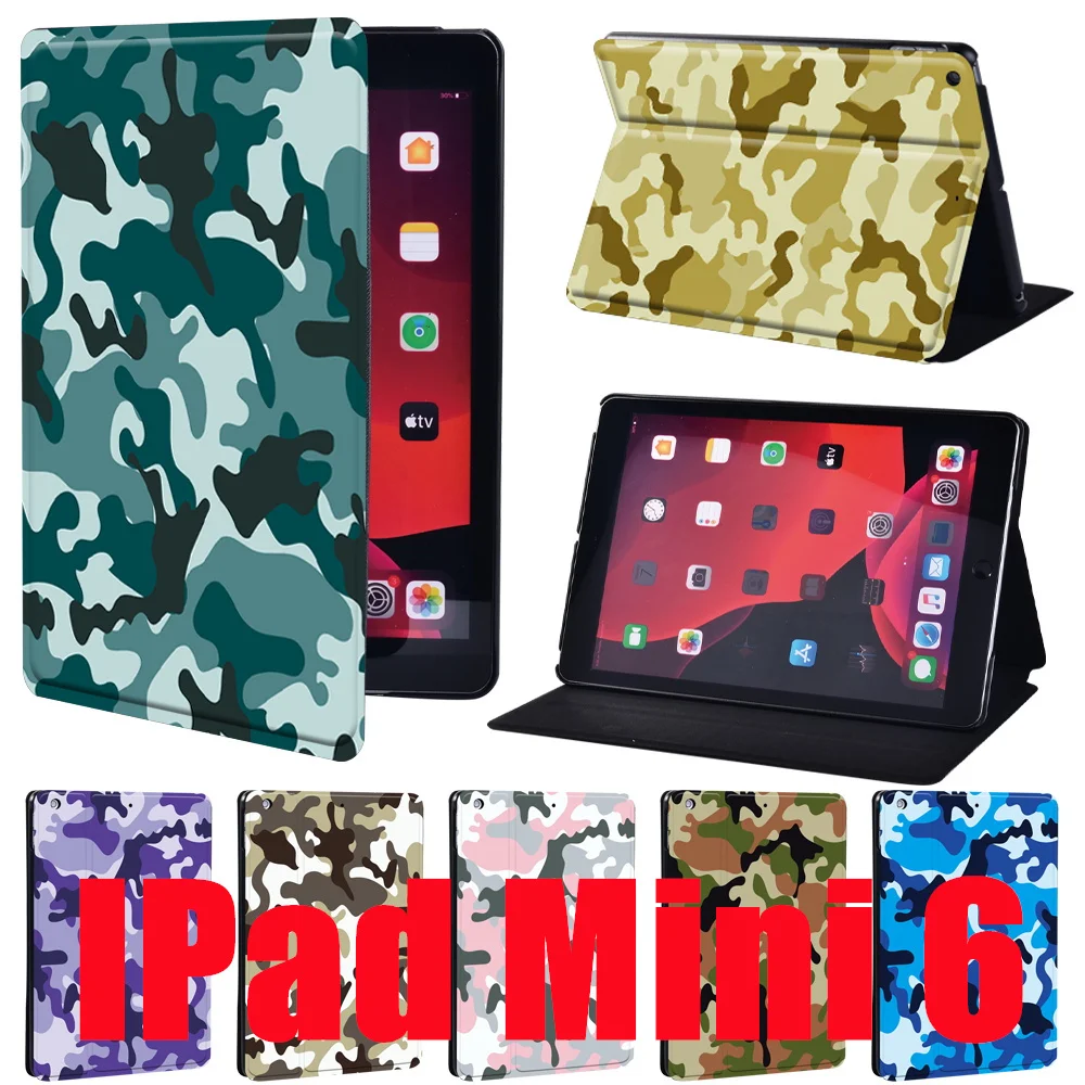 

Tablet Case for IPad Mini 6 Case 2021 IPad Mini 6th Generation 8.3 Inch Camouflage Pattern Leather Stand Protective Case