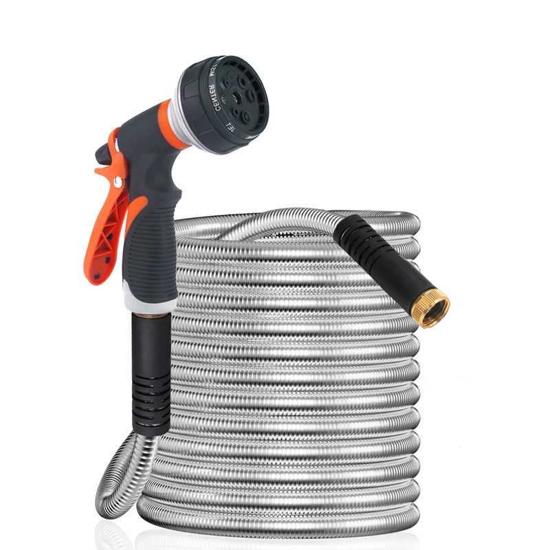 

New Stainless Steel Garden Hose Gun US3/4 "Connector Heavy-Duty Water Pipe Garden Watering Metal High-Pressure Car Wash Hose