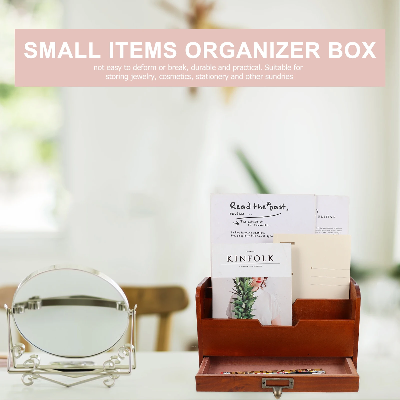 

Drawer Storage Box Desktop Drawers Retro Sundries Organizer Case Holding Container Holder