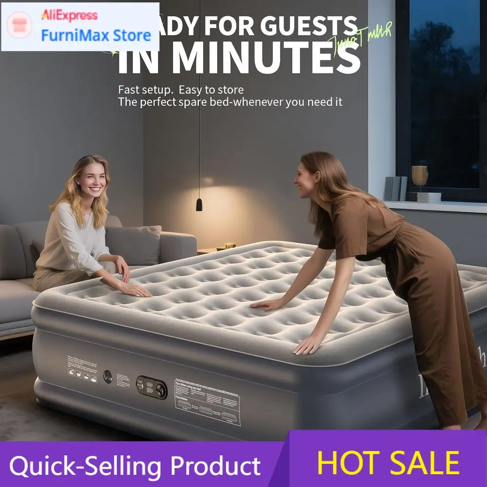 

PopularPremier King Size Inflatable Air Mattress with Integrated Pump, Ideal for 2-4 People, 700 lbs Capacity, Great for Tempora