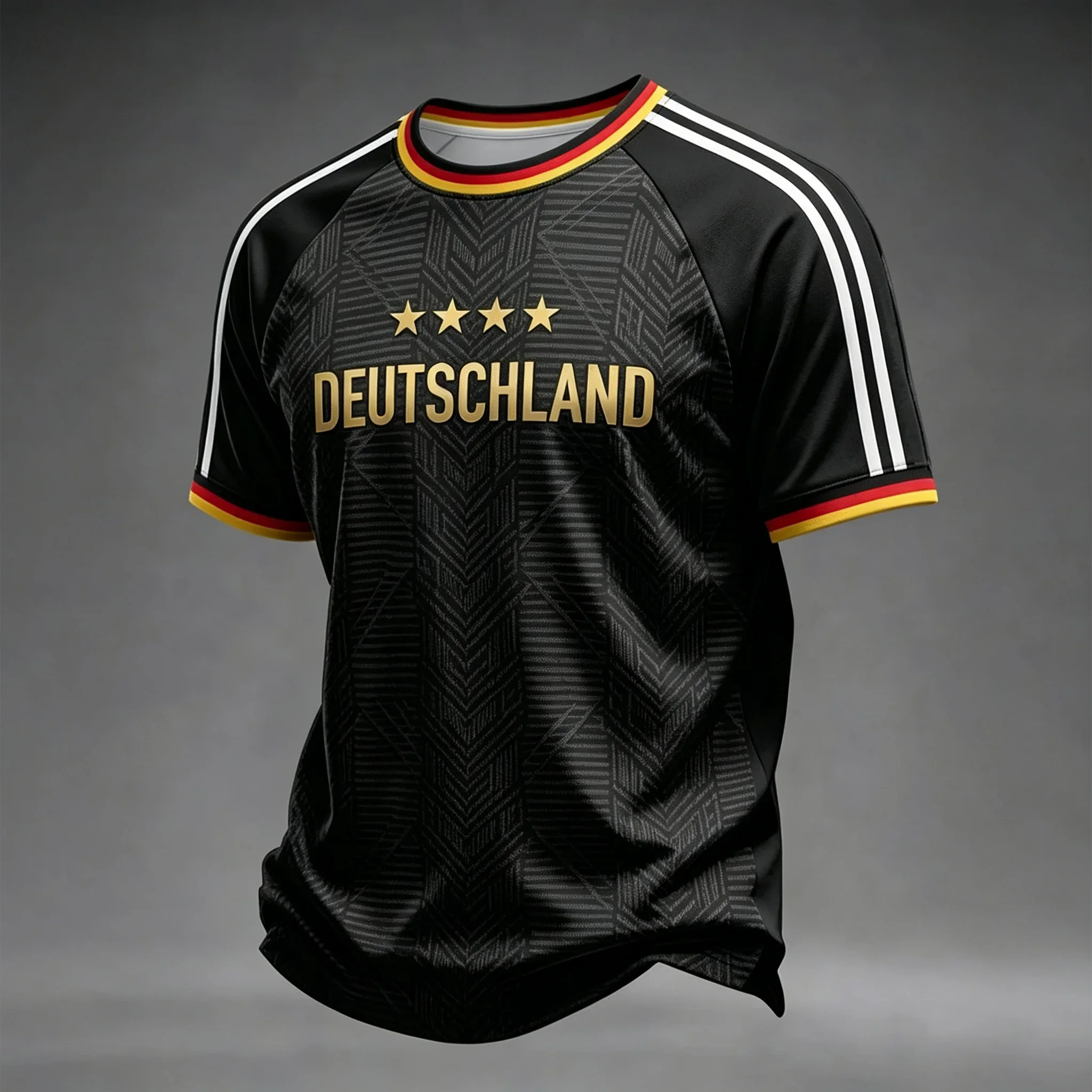 Hot-Sell Fan Soccer Men's Full Geometric Print Gold 4-Star Multi-Colour Youth Fitness Unisex Germany Top Outdoor Fashion Jersey