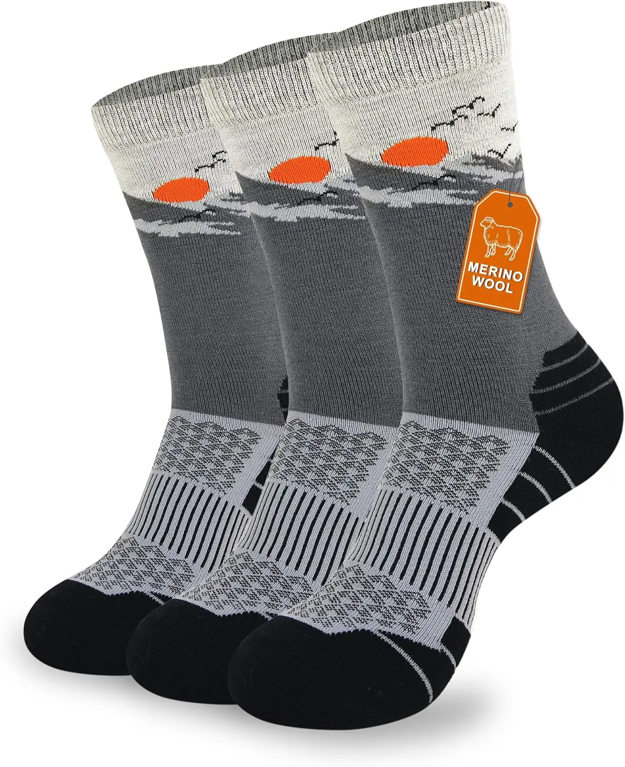 Pioneer Camp Merino Wool Hiking Socks for Men & Women Cozy Running Socks Cushioned Breathable Athletic Work Hunting - 3 Pairs