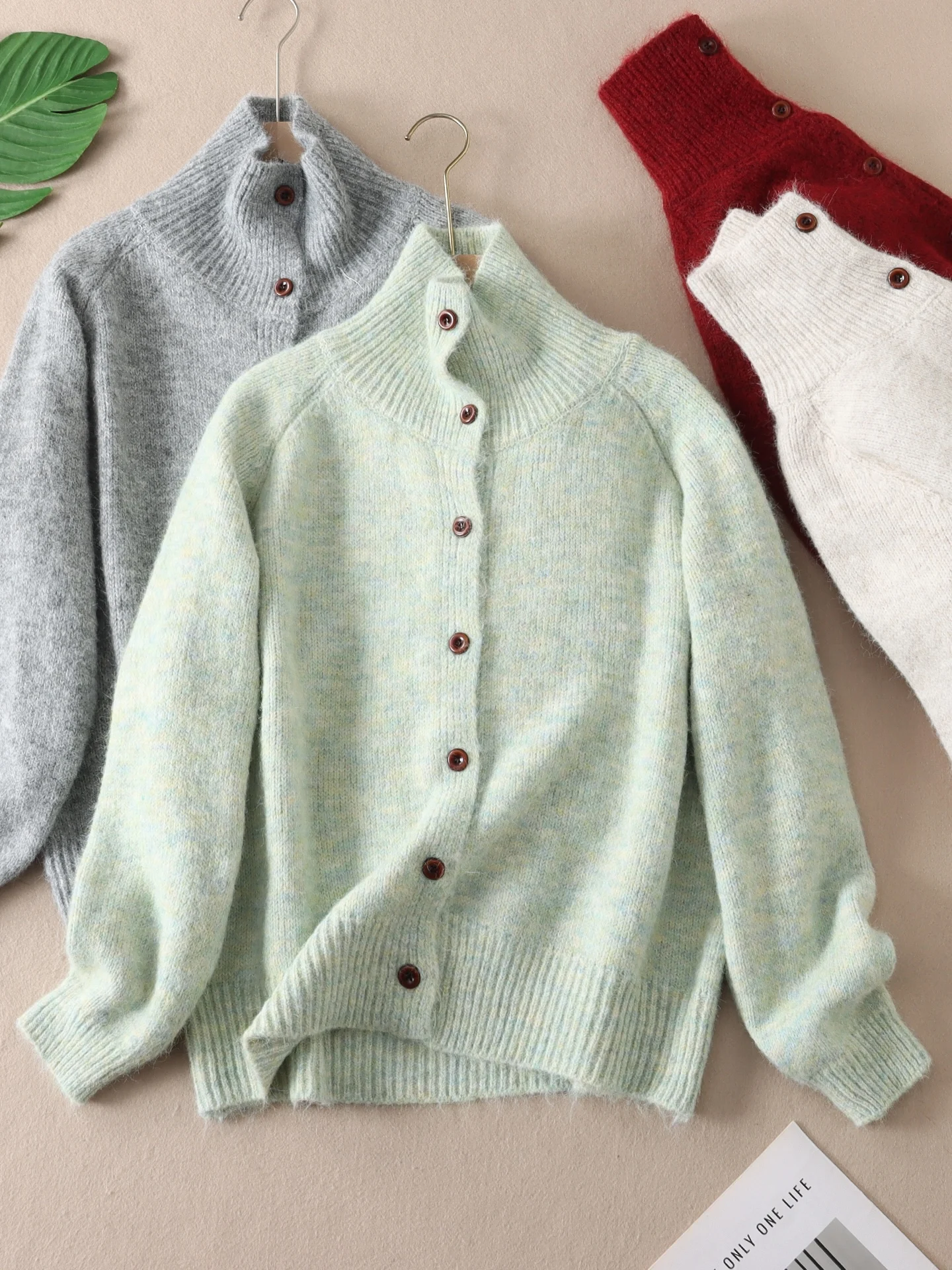 

Теплый вязаный свитер, женский осенне-зимний модный цветочный узор, пальто с высоким воротником, длинный трикотаж Sve WA82