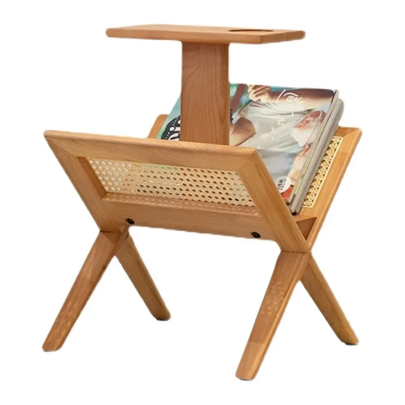 

Nordic simple wabi-sabi style, homestay model room, living room balcony creative solid wood, rattan edge, bookshelf shelf