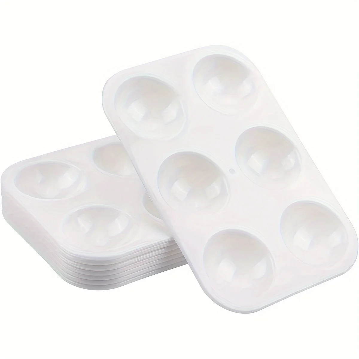 2/8/12/20/50/100 Pcs White Plastic Paint Palette 6 Well Watercolor Palette Rectangular Paint Tray Paint Mixing Palette