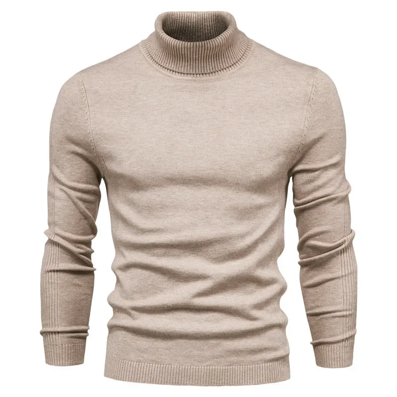 Autumn and Winter New Casual Men's Solid Color Pullover Sweaters Foreign Trade Turtleneck Men's Casual Knitted Sweaters