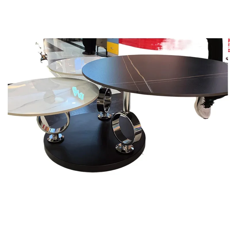 

Круглый вращающийся журнальный столик. Легкий роскошный высокий и низкий комбинированный многофункциональный вращающийся журнальный столик.