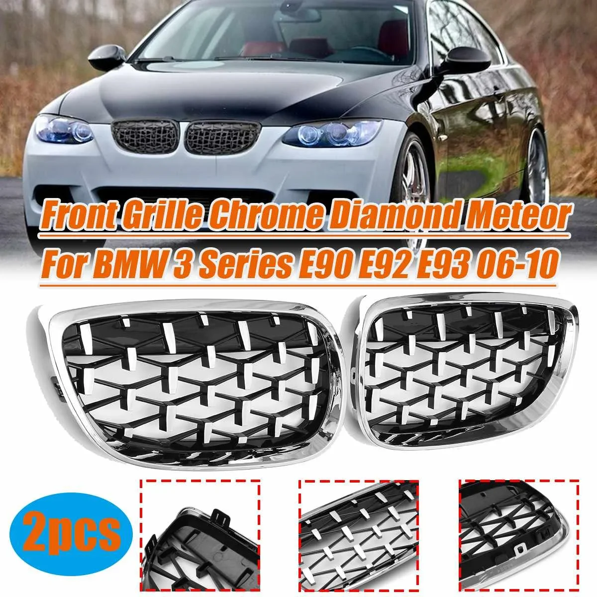 

Front Grille Girlls Diamond Style For BMW 3 Series E90 E92 E93 2006 2007 2008 2009 2010 2011 2012 2013 2014 2015 Racing Grills