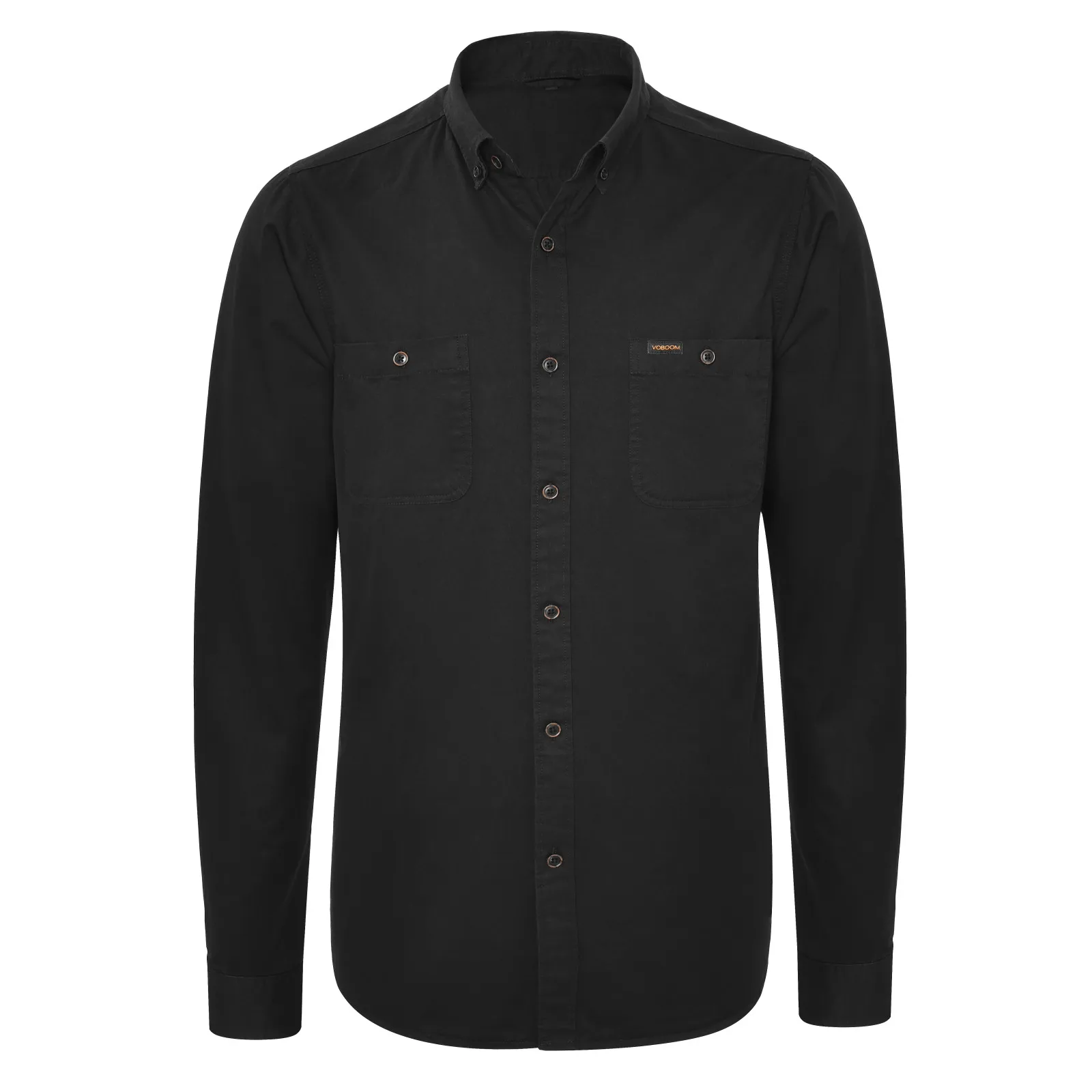 

Мужская рубашка Оксфорд VOBOOM Chambray, однотонные повседневные рабочие рубашки на пуговицах с длинными рукавами и хлопковым воротником с двумя карманами