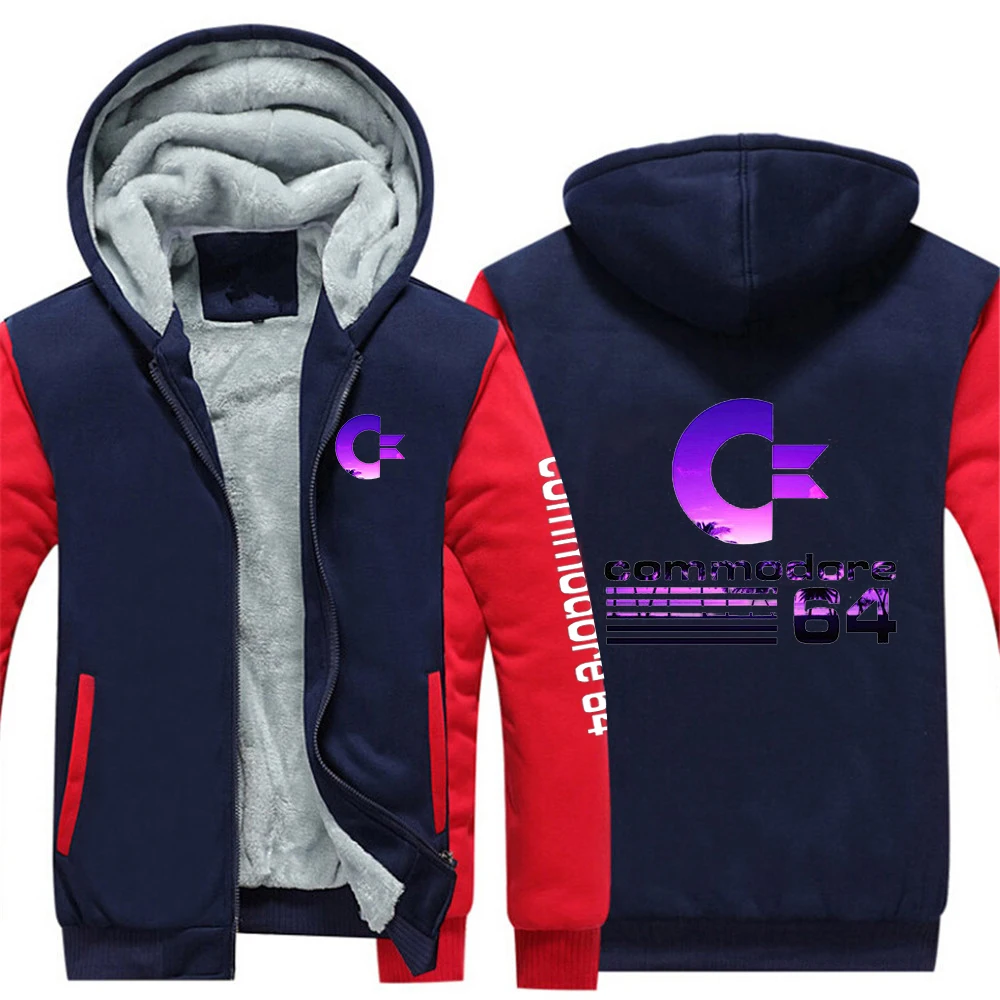Commodore 64 Jassen 2024 Heren Dikke Rits Hoodie Sweashirt Anime Hoodies Mode Vrije Tijd Winddicht C64 Sid Amiga Retro 8-Bit