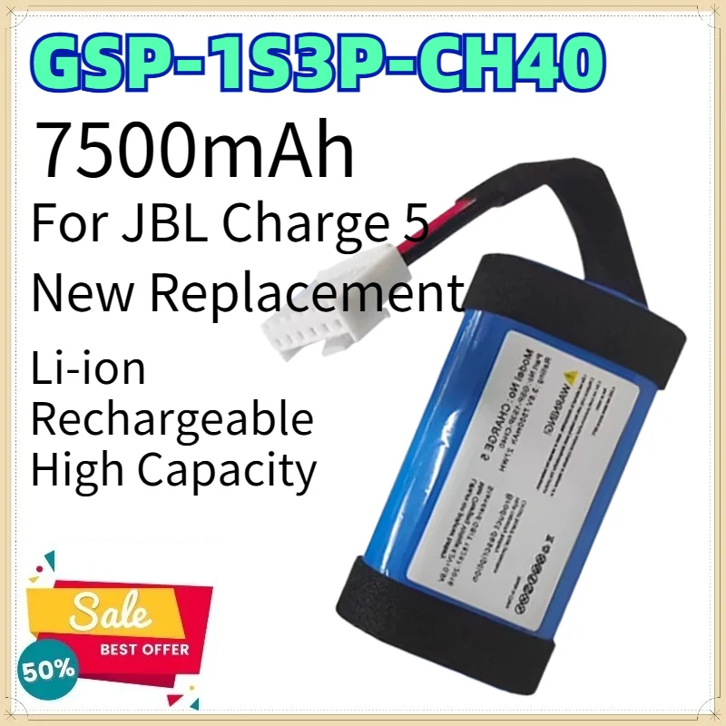 7500mAh GSP-1S3P-CH40 Replacement Battery for JBL Charge 5 Speaker New Rechargeable Li-ion Power Pack for Wireless Speaker