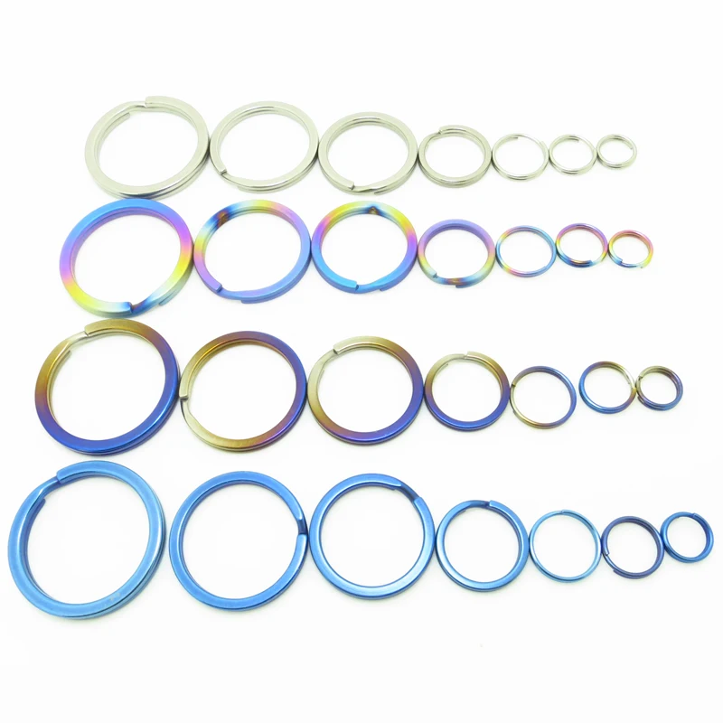 4pcs/7pcs Flame Titanium Alloy Key Ring EDC Outdoor Small Tool Blue Super Light Keyring Accessories No Rust