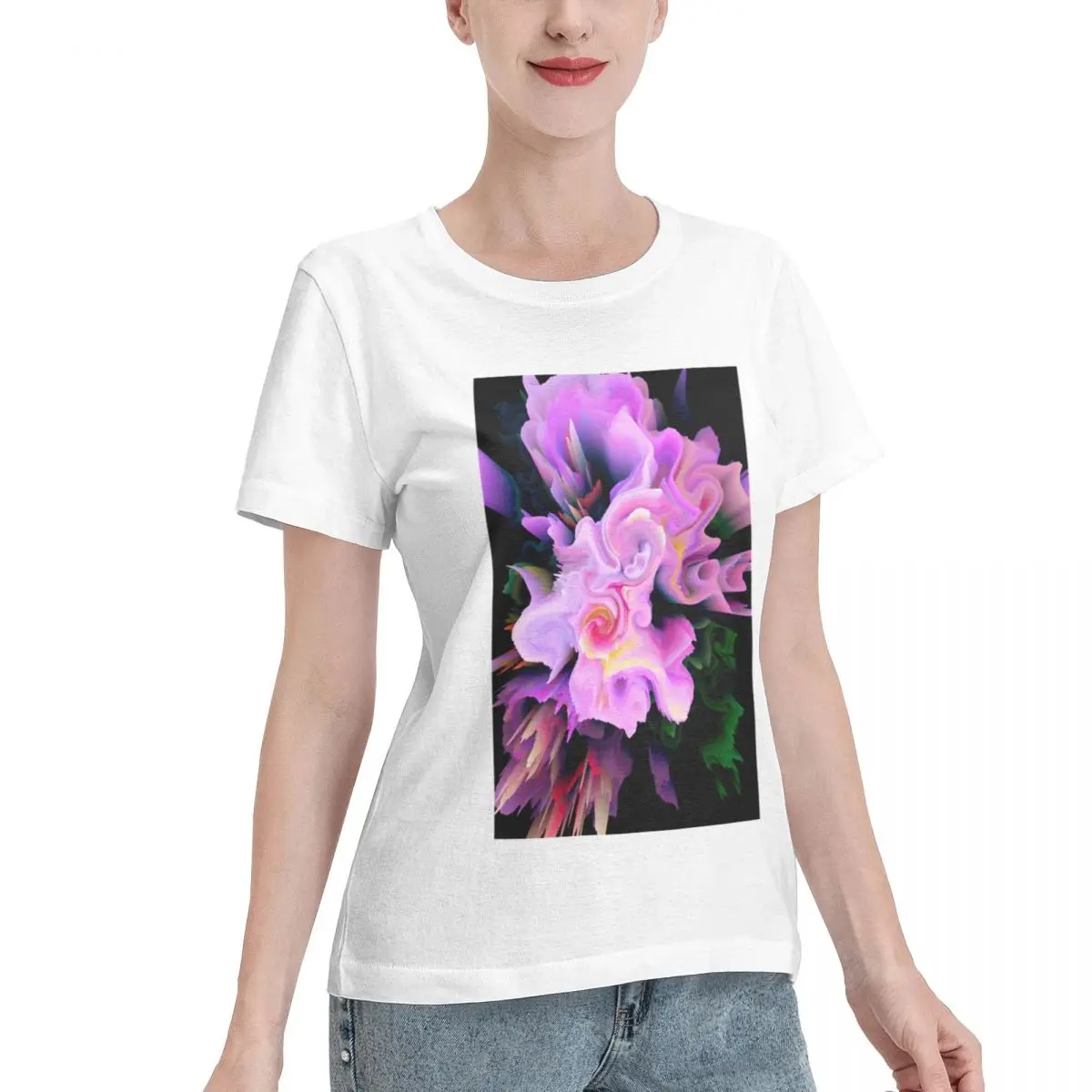 Soft Comfy Purple Floral Marble Women's T-shirt Inner Wear Non Fading Tee