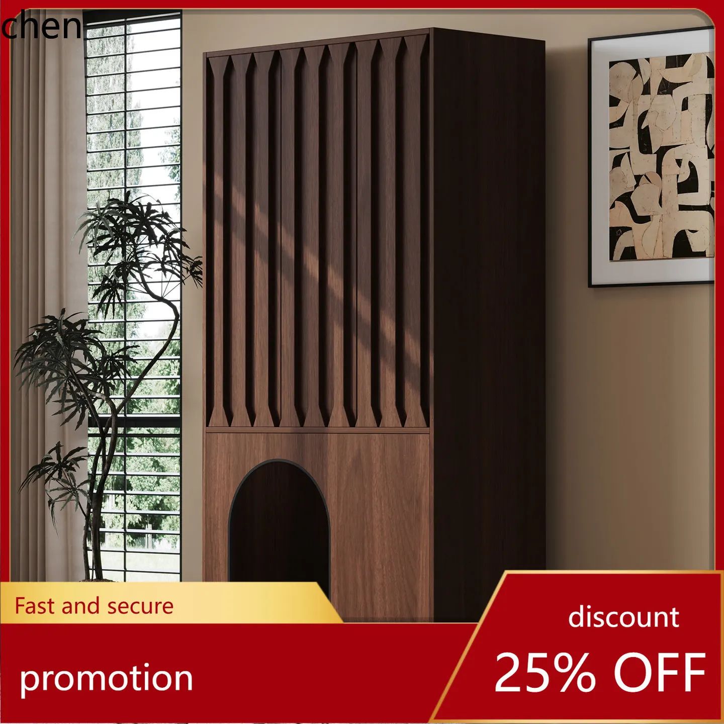 

CZ Vintage Style Solid Wood Small Apartment Wall-Mounted Cat House Indoor Floor-Standing Cat and Dog Bed with Storage Cabinet