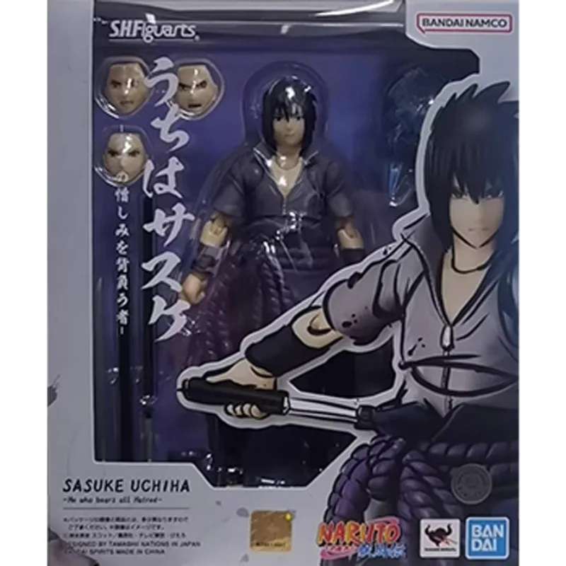 

Bandai Original SHF Naruto Shippuden Sasuke Uchiha2.0Reissue Movable Figure Toys For Boys Girls Kids Collectible Model Ornaments
