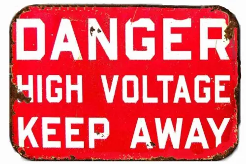 Danger High Voltage Keep Away   All Metal Tin Sign  8 x 12