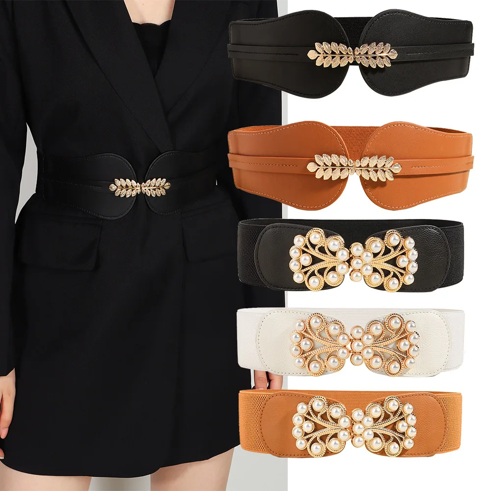 

Женский широкий эластичный пояс-корсет для делового костюма и платья, декоративный пояс для талии, роскошный женский пояс