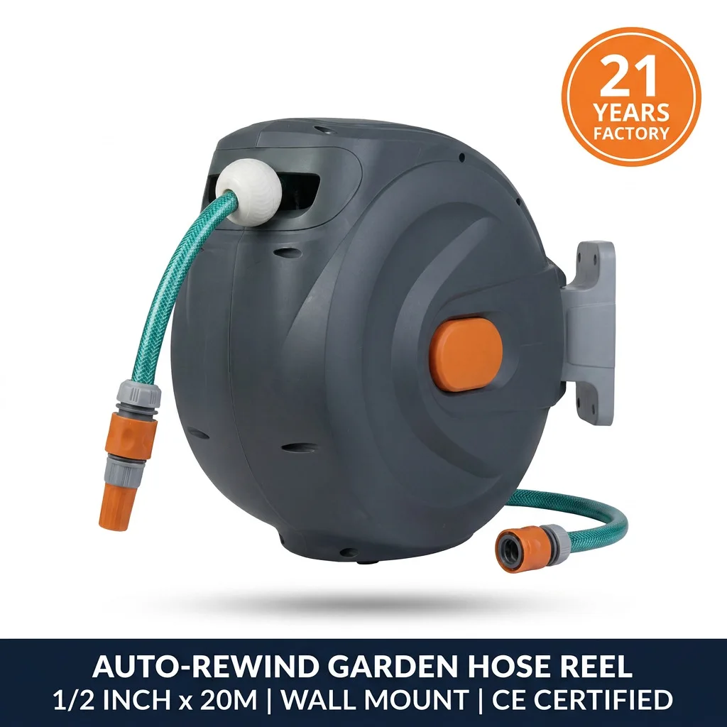 Household Water Pipe Storage Rack, Garden Water Pipe Truck, Wall-mounted Pipe Reel 20 Meters