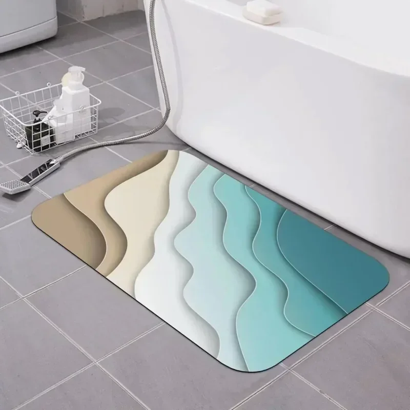 Beach Coral Starfish Bath Mat Non-Slip Diatom Mud Bathroom Rugs Super Absorbent Toilet Decor Carpet Quick Dry Rug for Kitchen