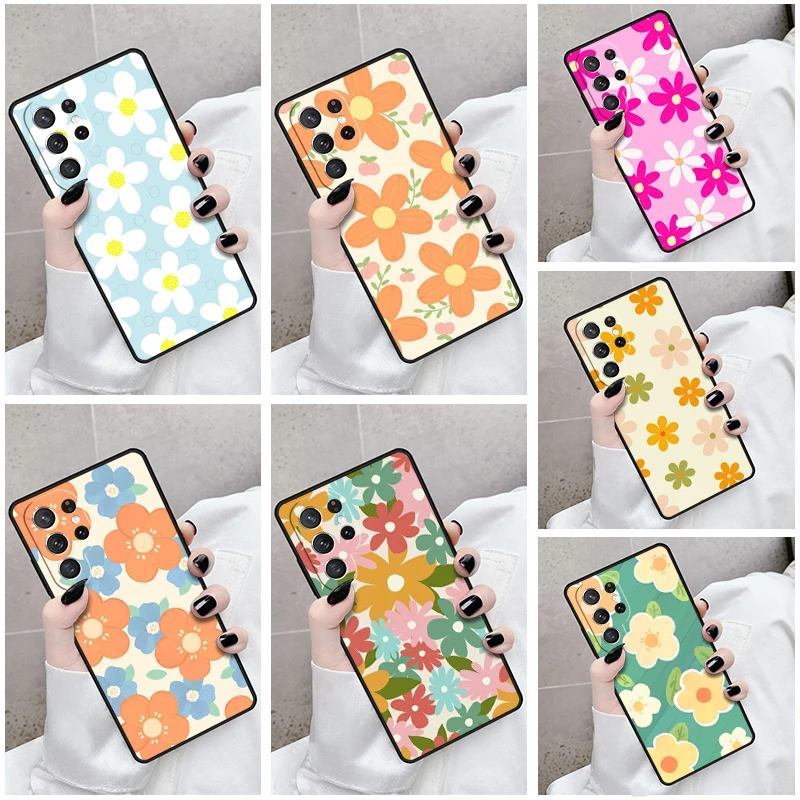 

Чехол для телефона Samsung Galaxy S24 S25 S23 S21fe S22 Ultra Plus Note 10 20, чехол Groovy Pastel Flowers Bloom Daisies