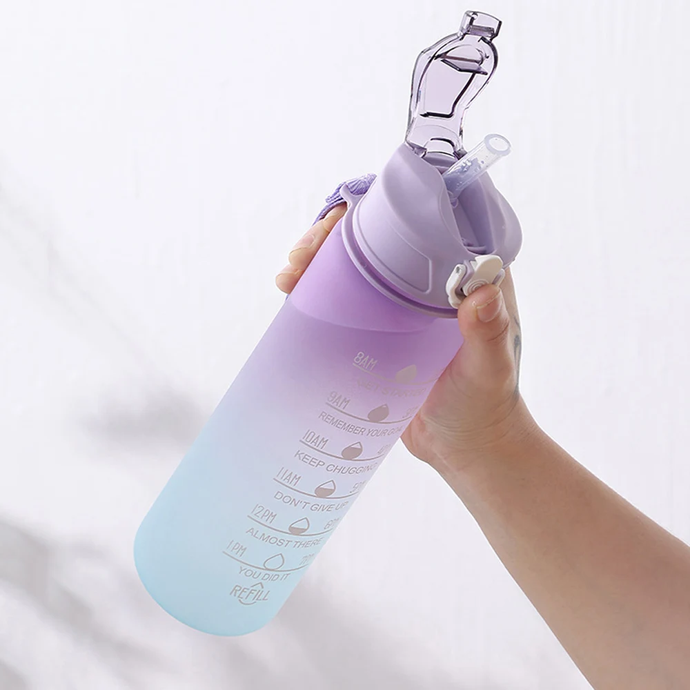 Botella de agua de 750ML, botella de agua deportiva portátil motivacional para ciclismo al aire libre, deporte y Fitness