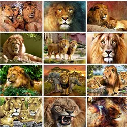 GATYZTORY DIY Oil Painting By Numbers Kits Lion 60x75cm Acrylic Paint By Numbers Animals Frameless Number Painting On Canvas