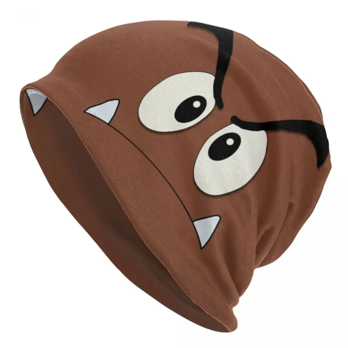 Cartoon Game Brown Goomba Face Unisex Brimless Urinal Hat  Knitted Hat for Men and Women Casual Creative