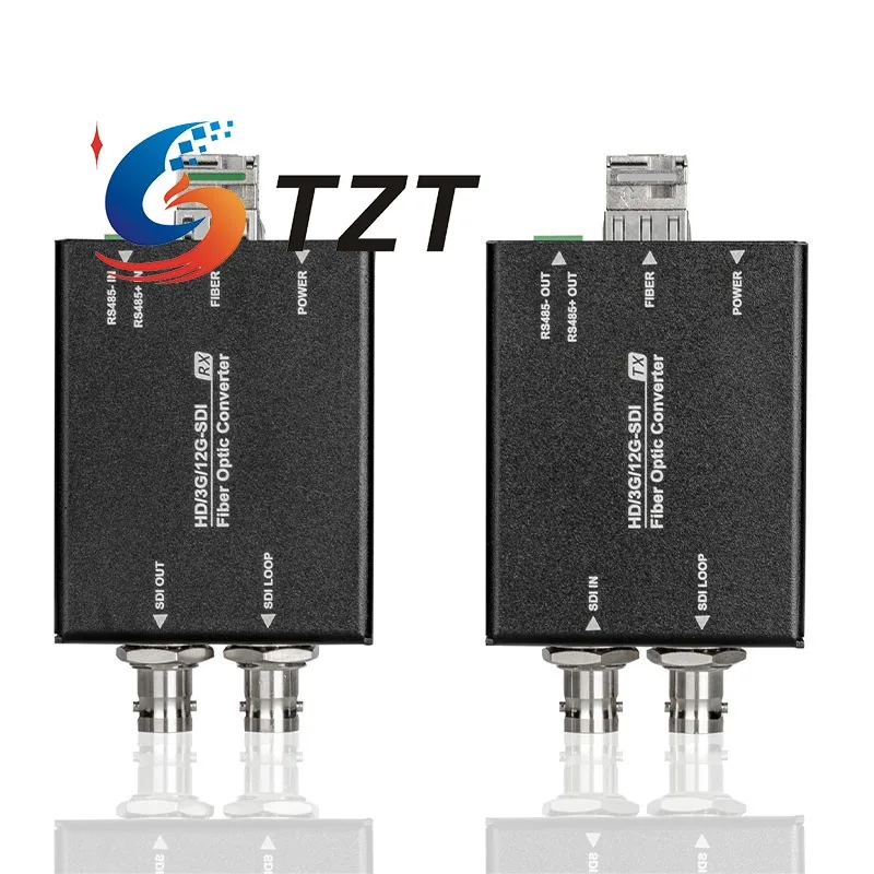 TZT 12G-SDI 1-Channel Fiber Optic to SDI Converter TX+RX Loop Out 4K60Hz Support Audio and Video Synchronous Transmission