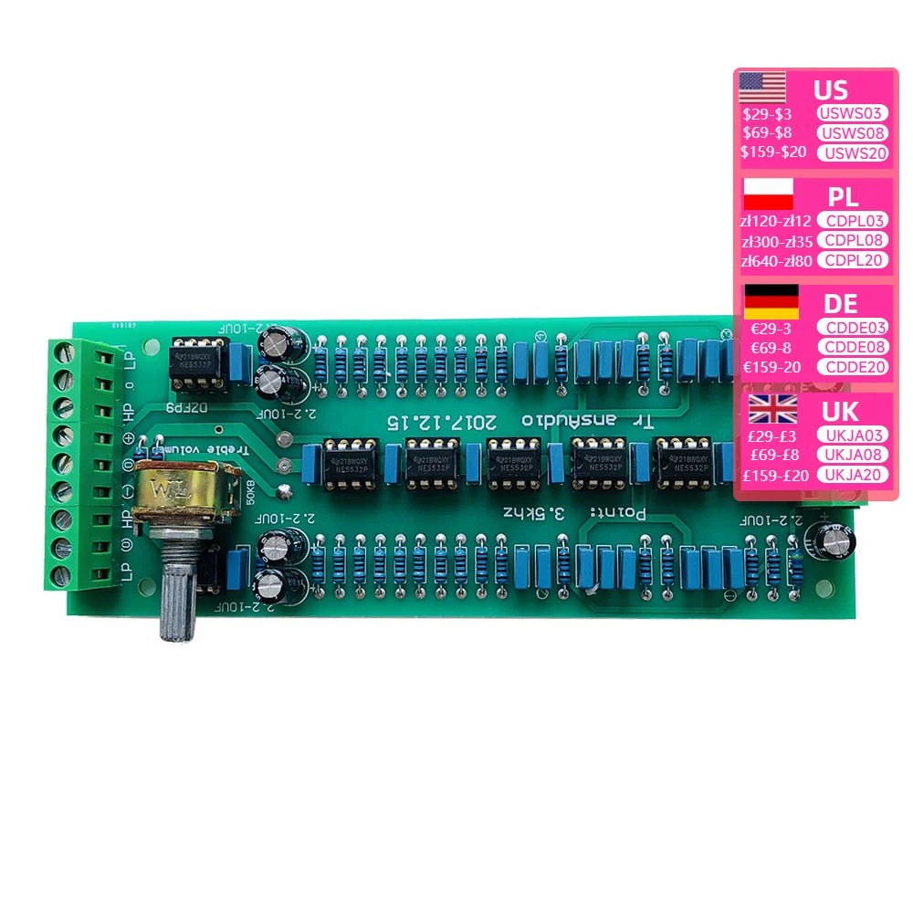 Nvarcher PreampTwo-way Electronic Crossover NE5532 OP  with volume adjustment  Points Can Be Customised