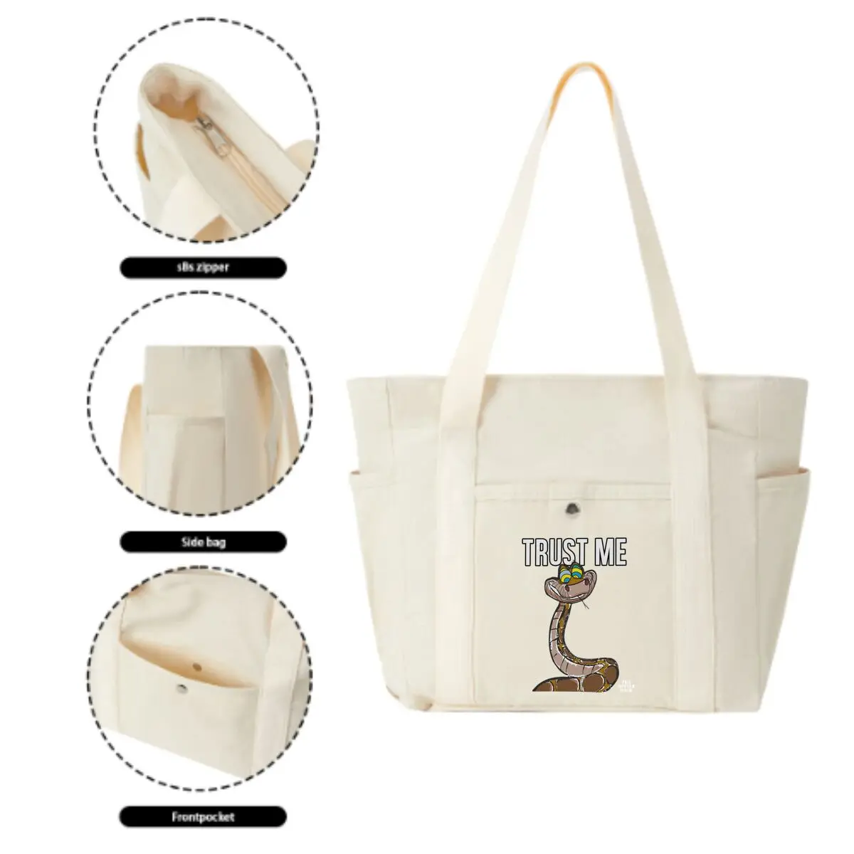 Trust Me Snake Humor Reptile Motto Design with Multiple Pocket Lightweight Foldable Design for Office Commute Shopping