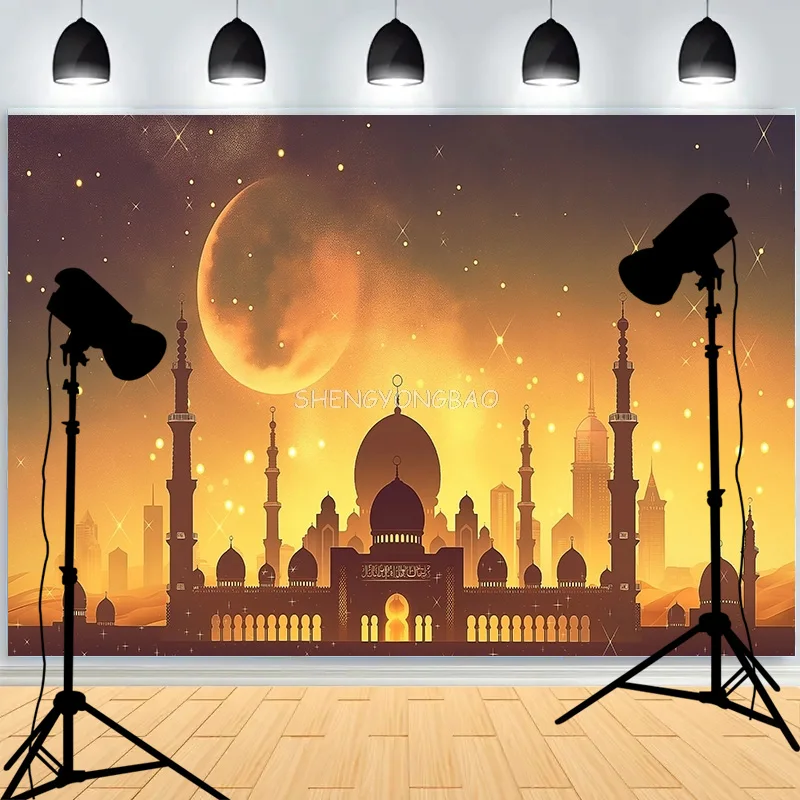 Geometric Patterns Arabesque Arched Door Dome Photography Background Lslamic Architecture Palace Photo Studio Backdrops BT-02