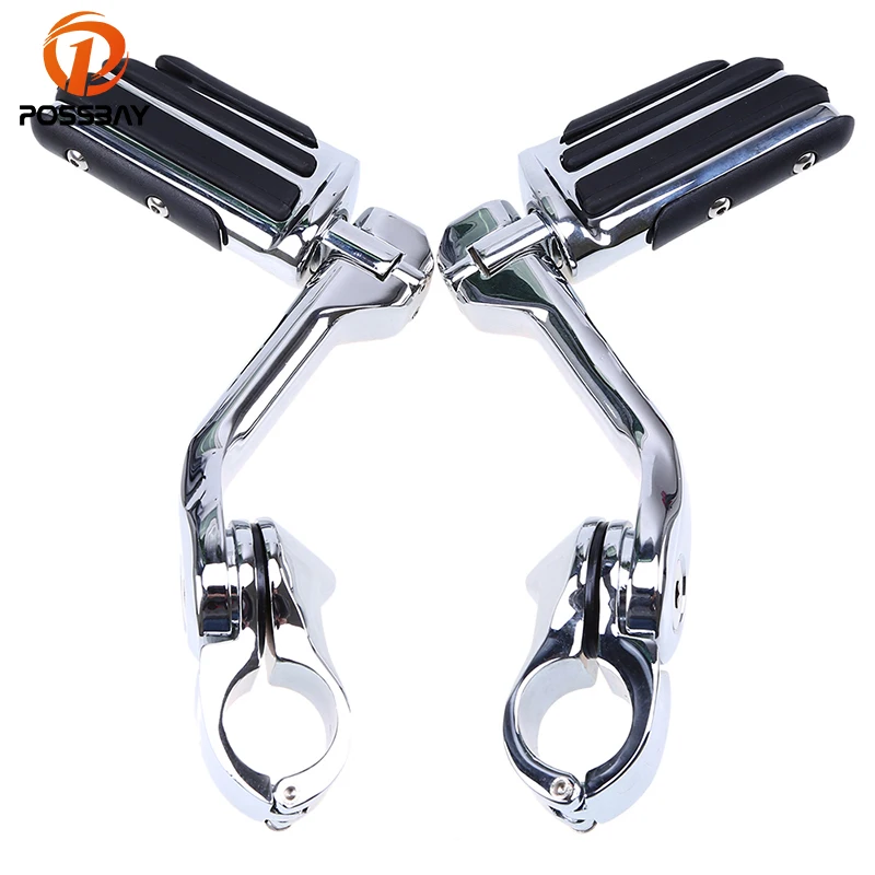 

POSSBAY 1 Pair 1-1/4" Footpegs Motorcycle Long Angled Highway Engine Guard Foot Pegs for Harley Fat Boy XL1200 883 Foot Rest