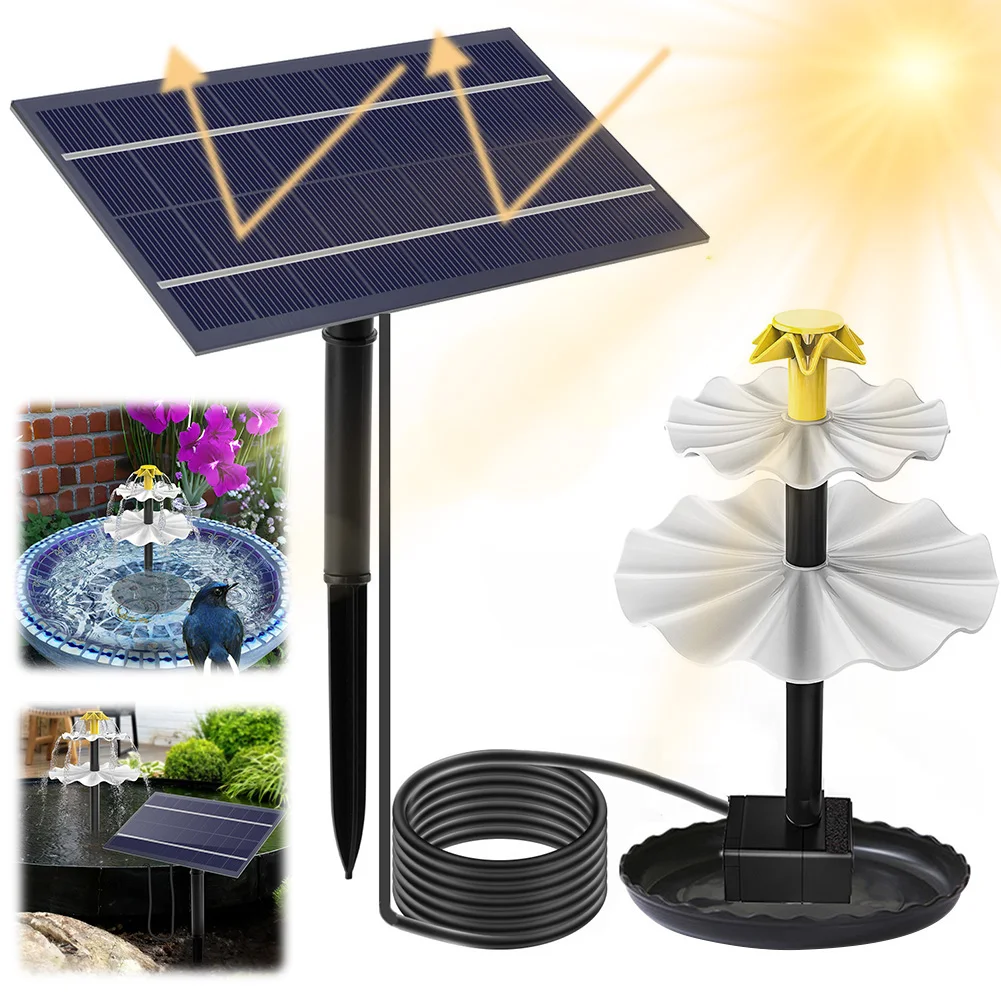 3 Tiered Solar Bird Bath Fountain with Solar Panel Decorative Fountain Water Fountain with Birdbath for Courtyard Patio Balcony